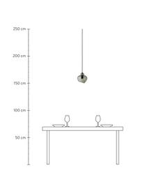 Lámpara de techo de vidrio de diseño Grace, Pantalla: vidrio, Cable: cubierto en tela, Gris, Ø 21 x Al 26 cm