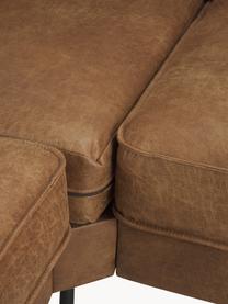 Sofa narożna ze skóry z recyklingu Hunter, Tapicerka: 70% skóra z recyklingu, 3, Stelaż: lite drewno sosnowe, płyt, Nogi: metal malowany proszkowo , Brązowa skóra, S 235 x G 235 cm