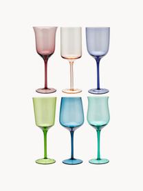 Set 6 bicchieri da vino in vetro soffiato in diverse forme e colori Desigual, Vetro soffiato, Multicolore, trasparente, Ø 7 x Alt. 24 cm, 250 ml