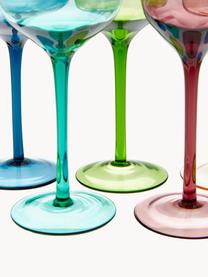 Mondgeblazen wijnglazen Diseguale in verschillende kleuren en vormen, set van 6, Glas, Meerkleurig, transparant, Ø 7 x H 24 cm, 250 ml