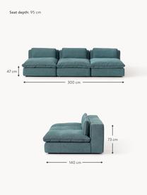 Modulares XL-Sofa Felix (3-Sitzer), Bezug: 100 % Polyester Der strap, Gestell: Massives Kiefern- und Fic, Füße: Kunststoff Dieses Produkt, Webstoff Türkisgrün, B 300 x T 140 cm