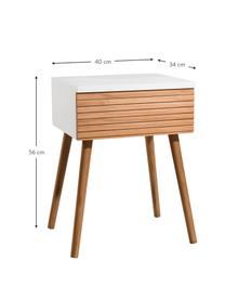 Noční stolek se zásuvkou Pedro, Bílá, borovicové dřevo, Š 40 cm, V 56 cm