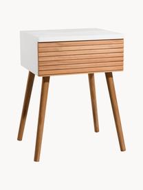 Table de chevet style scandinave Pedro, Blanc, bois de pin, larg. 40 x haut. 56 cm