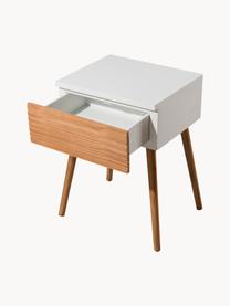 Comodino scandi con cassetto Pedro, Bianco, legno di pino, Larg. 40 x Alt. 56 cm