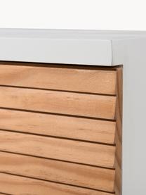 Mesita de noche Pedro, estilo escandinavo, Estructura: tablero de fibras de dens, Blanco, madera de pino, An 40 x Al 56 cm