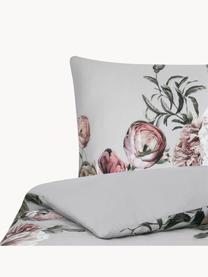 Funda nórdica de satén Blossom, Gris claro, multicolor, Cama 90 cm (150 x 220 cm)