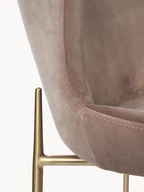 Sedia imbottita in velluto Tess, Rivestimento: velluto (poliestere) Il r, Gambe: metallo verniciato a polv, Velluto taupe, dorato, Larg. 49 x Prof. 64 cm