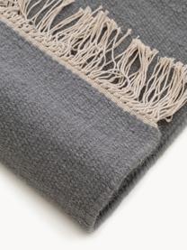Alfombra artesanal de lana con flecos Liv, 80% algodón, 20% poliéster

Las alfombras de lana se pueden aflojar durante las primeras semanas de uso, la pelusa se reduce con el uso diario., Gris oscuro, An 80 x L 150 cm (Tamaño XS)
