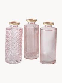 Set de jarrones pequeños de vidrio Adore, 3 uds., Vidrio tintado, Rosa, Ø 5 x Al 13 cm