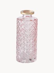Set de jarrones pequeños de vidrio Adore, 3 uds., Vidrio tintado, Rosa claro transparente, plateado, Ø 5 x Al 13 cm
