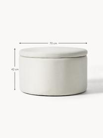 Pouf XL con vano contenitore Alida, Rivestimento: 100% poliestere Con 35.00, Tessuto bianco latte, Ø 70 x Alt. 42 cm