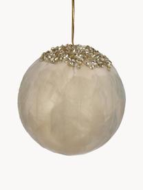 Ozdoba choinkowa Feather Ball, 2 szt., Pióra, Beżowy, odcienie złotego, Ø 8 cm