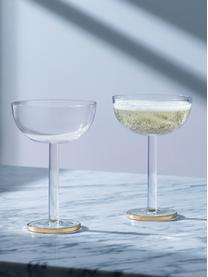 Ručne fúkaný pohár na šampanské Luca, 2 ks, Sklo, Priehľadná s pozláteným okrajom, Ø 11 x V 15 cm, 200 ml