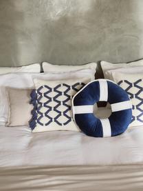 Povlak na polštář s dekorem námořního uzlu Galliot, 100 % bavlna, Krémově bílá, tmavě modrá, Š 40 cm, D 40 cm