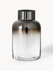 Mondgeblazen glazen vaas Uma, Gelakt glas, Transparant, chroomkleurig, Ø 16 x H 27 cm