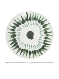 Plato llano artesanal Sparks, Gres, Blanco, verde, Ø 28 cm