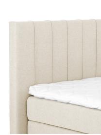 Premium boxspring bed Lacey in beige, Matras: 7-zones-pocketverenkern m, Poten: massief gelakt beukenhout, Geweven stof beige, 160 x 200 cm