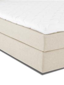 Premium boxspring bed Lacey in beige, Matras: 7-zones-pocketverenkern m, Poten: massief gelakt beukenhout, Geweven stof beige, 160 x 200 cm