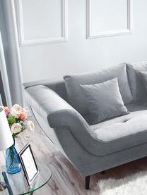 Sofa narożna z funkcją spania z aksamitu Real, Tapicerka: 100% aksamit poliestrowy, Nogi: metal lakierowany, Jasny szary, S 296 x G 172 cm