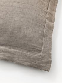 Katoenen linnen kussenhoes Amita met jacquard patroon, Weeftechniek: perkal Draaddichtheid 260, Taupe, B 60 x L 70 cm