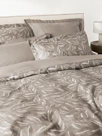 Katoenen linnen kussenhoes Amita met jacquard patroon, Weeftechniek: perkal Draaddichtheid 260, Taupe, B 60 x L 70 cm