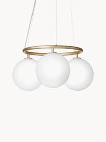 Hanglamp met glazen bollen Miira, Goudkleurig, wit, Ø 54 x H 25 cm