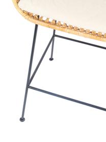 Sedia da bar in rattan con cuscino Tiger, Seduta: rattan, Rivestimento: cotone, Struttura: metallo verniciato a polv, Marrone chiaro, nero, bianco, Larg. 52 x Alt. 75 cm