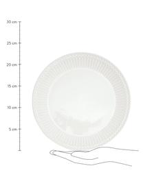 Handgemachte Frühstücksteller Alice in Weiß mit Reliefdesign, 2 Stück, Steingut, Weiß, Ø 23 cm