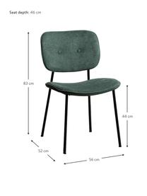 Sedia imbottita Oprah, Rivestimento: 100% poliestere, Gambe: metallo rivestito, Verde, nero, Larg. 56 x Prof. 52 cm