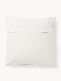 Housse de coussin 45x45 brodée Reza, Blanc cassé, brun, pêche, larg. 45 x long. 45 cm