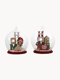 Glas-Weihnachtskugeln Christmas Dogs, 2er-Set, Bunt, Ø 8 x H 11 cm