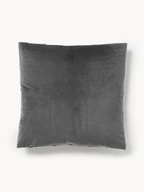 Housse de coussin en velours Leyla, Velours (100 % polyester), Anthracite, larg. 40 x long. 40 cm