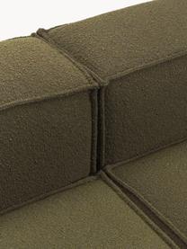 Canapé d'angle XL modulable en tissu bouclé Lennon, Bouclé vert olive, larg. 329 x prof. 269 cm, méridienne à gauche
