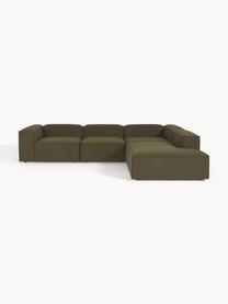 Modulares XL-Ecksofa Lennon aus Bouclé, Bezug: Bouclé (100 % Polyester) , Gestell: Massives Kiefernholz, Spe, Bouclé Olivgrün, B 329 x T 269 cm, Eckteil links