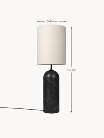Kleine dimbare vloerlamp Gravity met marmeren voet, Lampenkap: stof, Lampvoet: marmer, Lichtbeige, zwart gemarmerd, H 130 cm