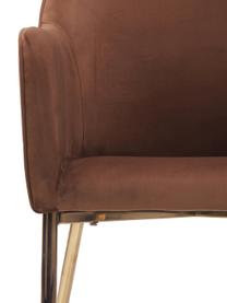 Krzesło tapicerowane z aksamitu Ava, Tapicerka: aksamit (100% poliester) , Nogi: metal galwanizowany, Aksamitny brązowy, S 57 x G 63 cm