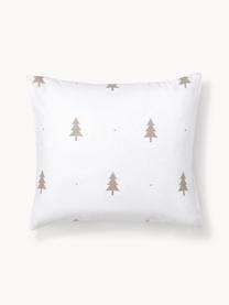 Flanellen kussenhoes X-mas Tree met kerstmotief, Weeftechniek: flanel Flanel is een knuf, Wit, beige, B 60 x L 70 cm