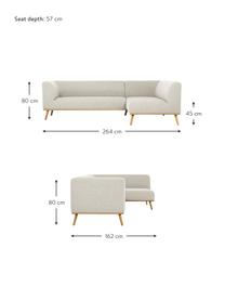 Hoekbank Archie met eikenhouten poten, Bekleding: 100% wol, Frame: grenenhout, FSC-gecertifi, Poten: massief eikenhout, FSC-ge, Geweven stof beige, B 264 x D 162 cm, hoekdeel rechts