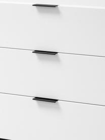 Weißes Sideboard Kobe mit Schubladen, Korpus und Fronten: Weiß, semi-mattFüße und Griffe: Schwarz, 180 x 80 cm