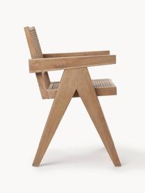 Židle s područkami a vídeňskou pleteninou Sissi, Světlé dubové dřevo, světle béžová, Š 52 cm, H 58 cm