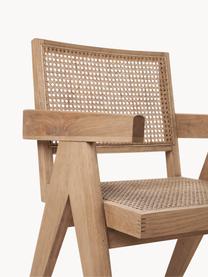 Chaise à accoudoirs en cannage Sissi, Bois de chêne clair, cannage beige clair, larg. 52 x prof. 58 cm