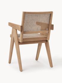 Chaise à accoudoirs en cannage Sissi, Bois de chêne clair, cannage beige clair, larg. 52 x prof. 58 cm