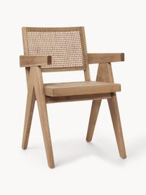 Židle s područkami a vídeňskou pleteninou Sissi, Světlé dubové dřevo, světle béžová, Š 52 cm, H 58 cm