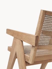 Armstoel Sissi met Weens vlechtwerk, Frame: massief eikenhout, Zitvlak: rotan, Licht eikenhout, lichtbeige, B 52 x D 58 cm