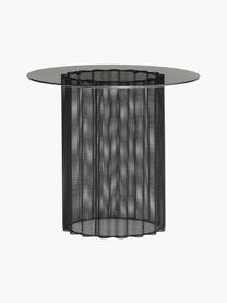 Okrągły stolik pomocniczy z metalu Flow, Blat: szkło, Noga: metal powlekany, Czarny, Ø 45 x W 41 cm