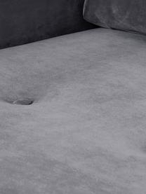Fluwelen hoekbank Saint (3-zits) in grijs met eikenhouten poten, Bekleding: fluweel (polyester) De sl, Frame: massief eikenhout, spaanp, Fluweel grijs, B 243 x D 220 cm