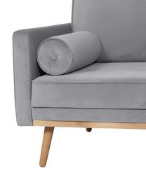 Samt-Ecksofa Saint (3-Sitzer) in Grau mit Eichenholz-Füßen, Bezug: Samt (Polyester) Der hoch, Gestell: Massives Eichenholz, Span, Samt Grau, B 243 x T 220 cm