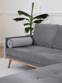 Samt-Ecksofa Saint (3-Sitzer) in Grau mit Eichenholz-Füssen, Bezug: Samt (Polyester) Der hoch, Gestell: Massives Eichenholz, Span, Samt Grau, B 243 x T 220 cm