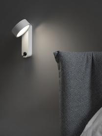 Kleine LED wandlamp Toggle met verstelbare lampenkap, Gelakt aluminium, Mat wit, B 10 x H 17 cm