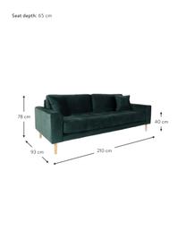 Sofa z aksamitu Lido (3-osobowa), Tapicerka: aksamit poliestrowy 30 00, Nogi: drewno jodłowe, Ciemny zielony, S 210 x G 93 cm